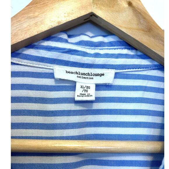 BeachLunchLounge Blue and White Women's Button Down Shirt SZ XL - Picture 4 of 4